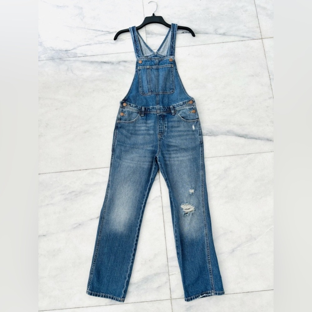 Old Navy Kids Denim Overalls Carpenter Bib Distressed Girl 14-16 Cowgirl Cottage